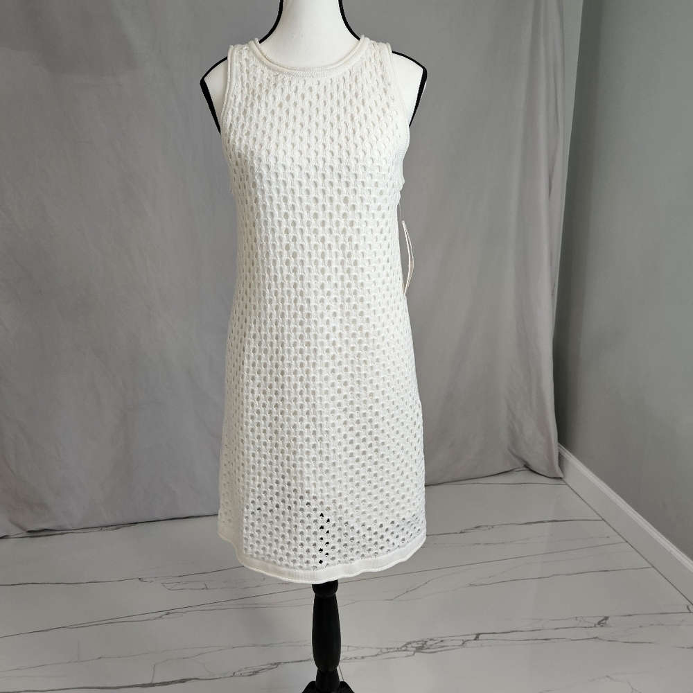 NWT✨️AQUA WHITE CROCHET DRESS SIZE LARGE